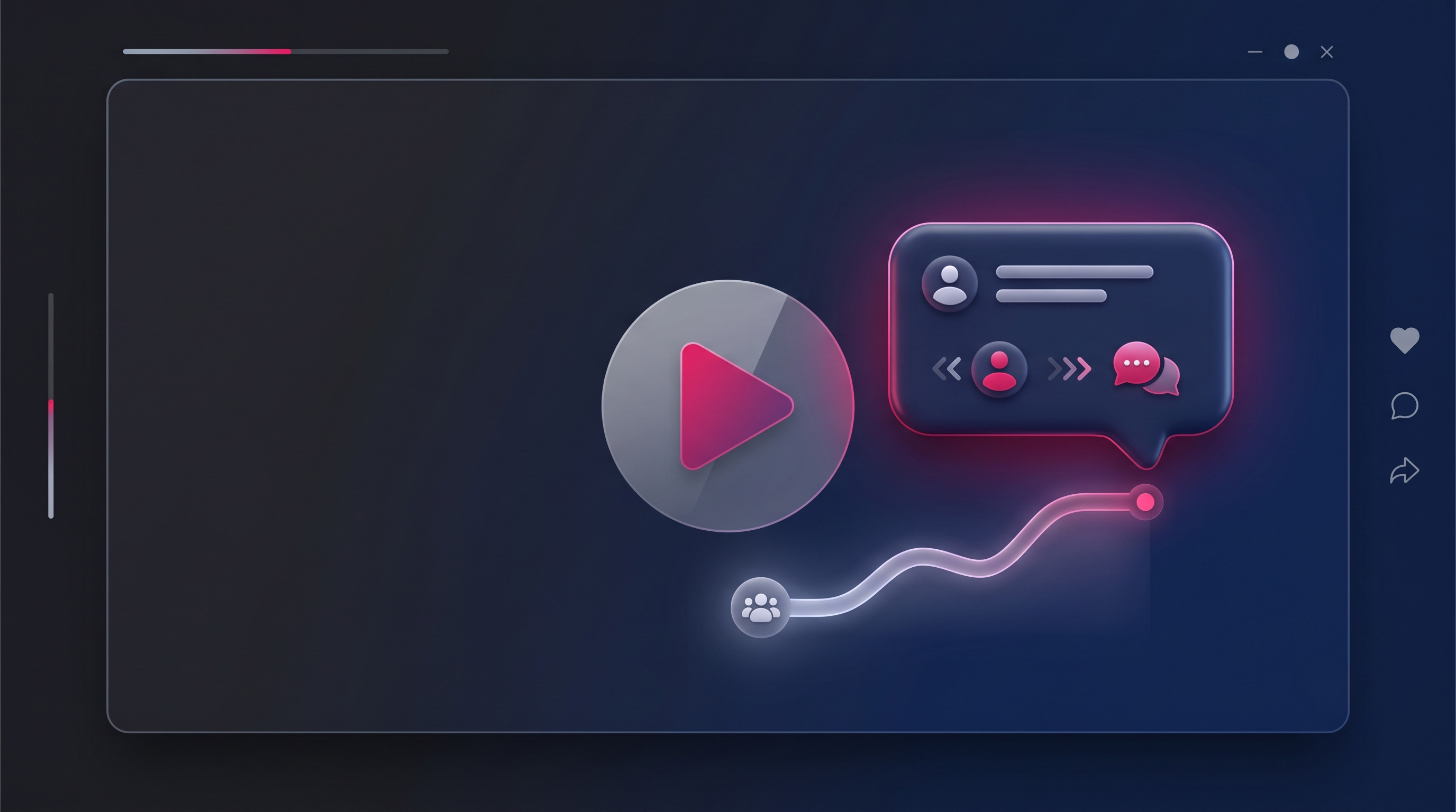 A short-video reel frame with a play button and a message bubble, showing reach turning into enquiries.